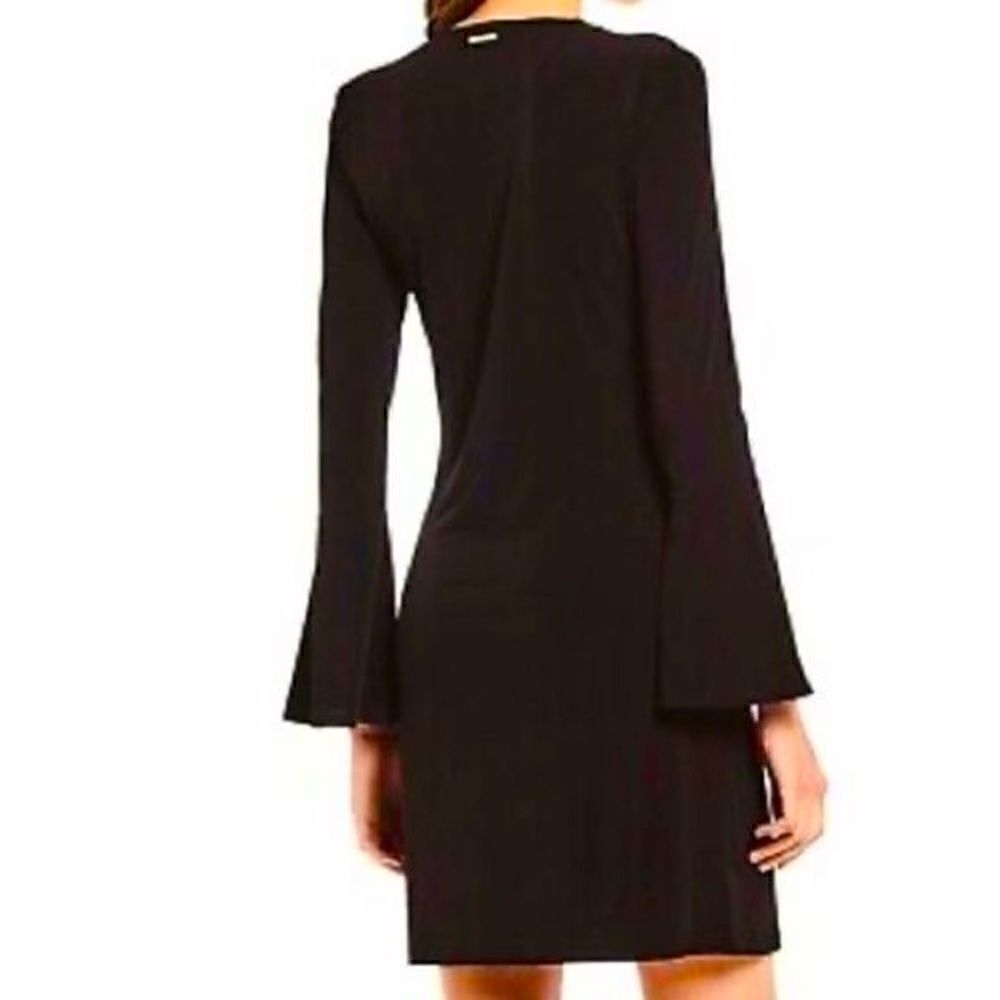 JET BLACK MICHAEL KORS FIT&FLARE DRESS-GROMMET CRISS CROSS STRAPS S NWT - Picture 15 of 16